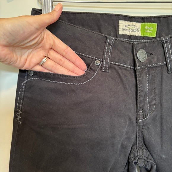 Aeropostale Women's Size 3/4 Long Jean Bayla Skinny Low Rise Y2K 2000s Fashion - Picture 3 of 11